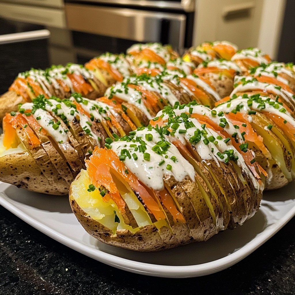Loaded Baked Potatoes with Herb Cream and Smoked Salmon