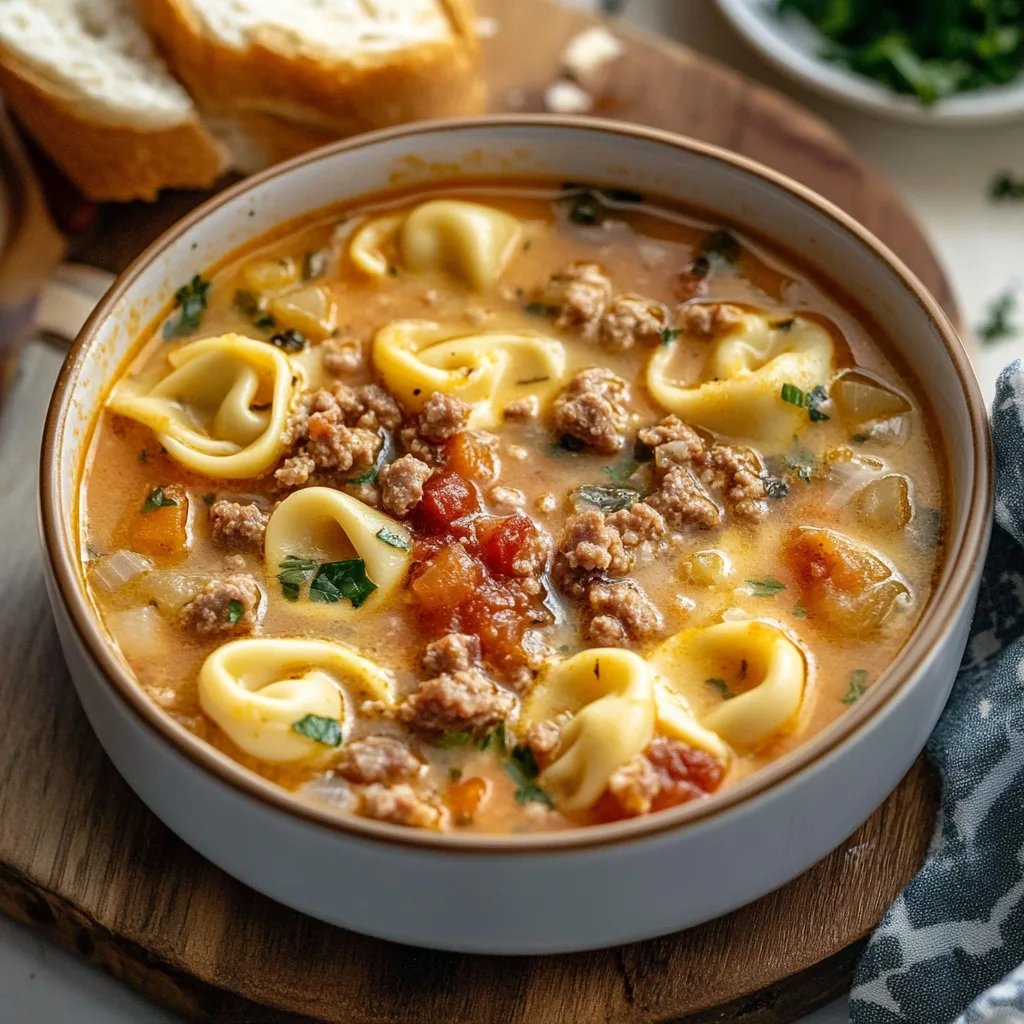 Spicy Sausage and Tortellini Soup