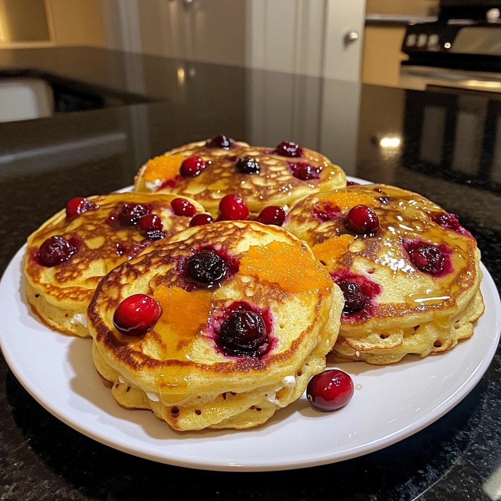 Fluffy Cranberry Orange Ricotta Pancakes