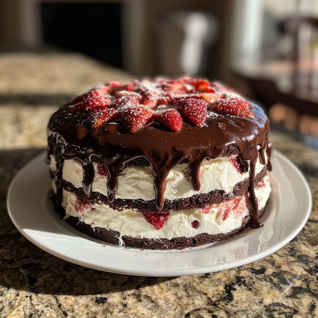 Milk Chocolate Strawberry Delight Cake