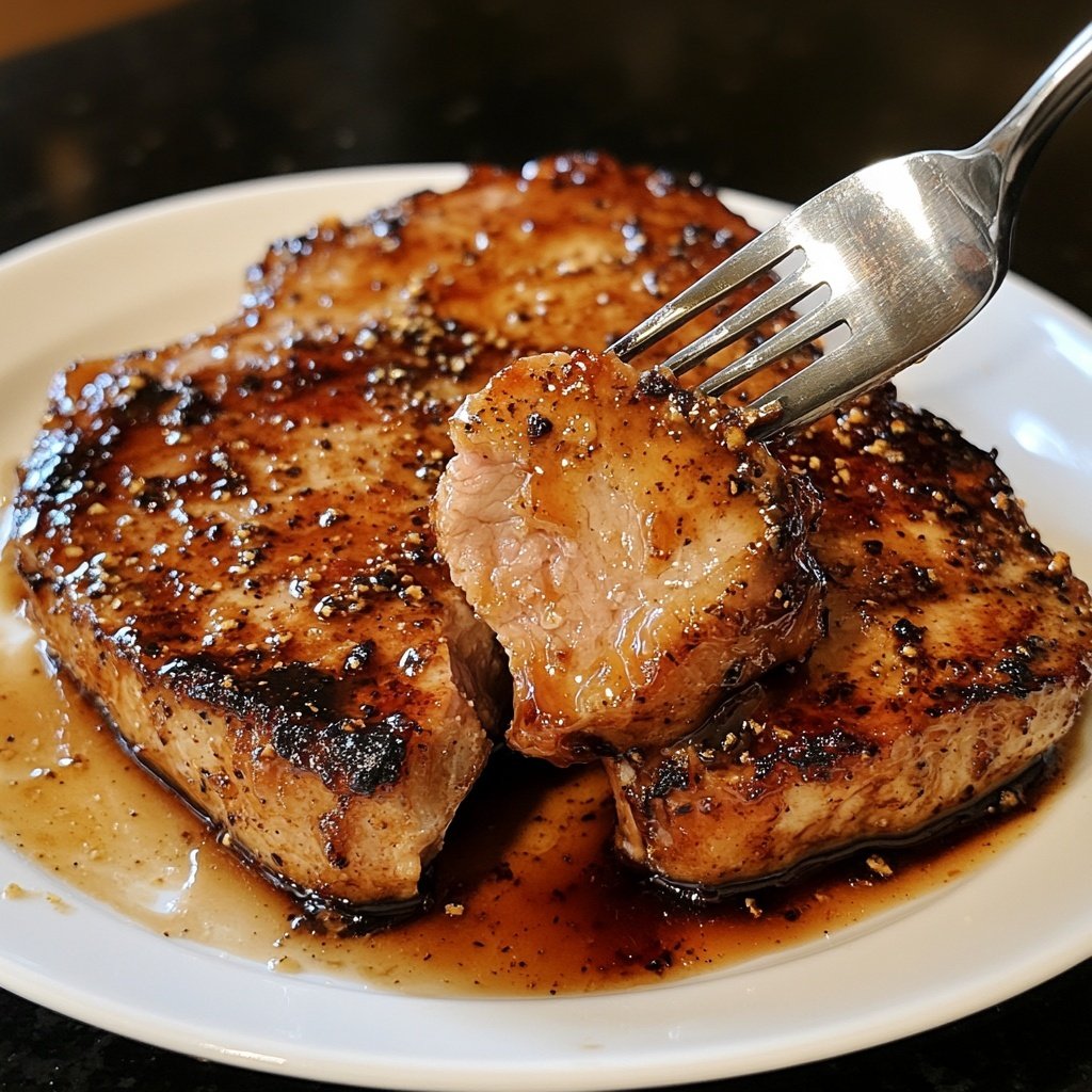 Pork Chop with Balsamic Maple Glaze