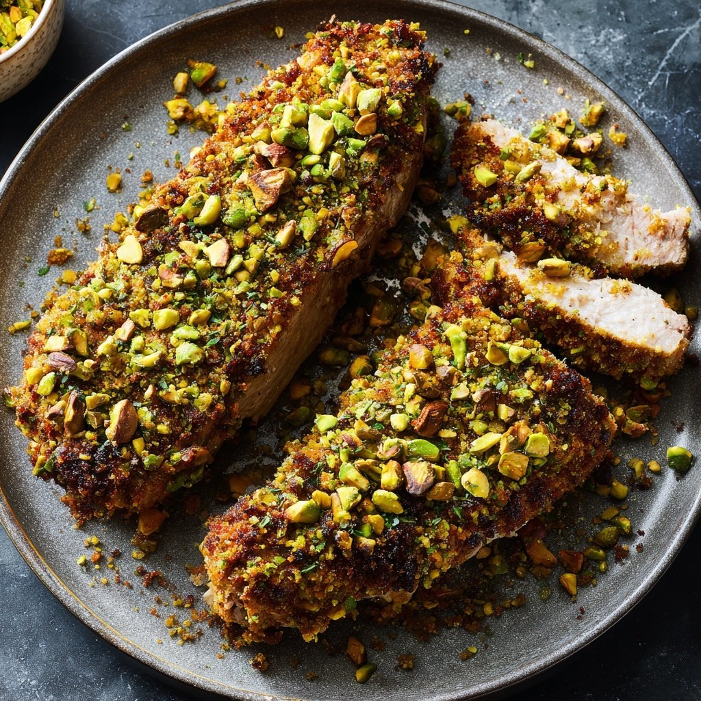 Pistachio Crusted Pork Tenderloin with White