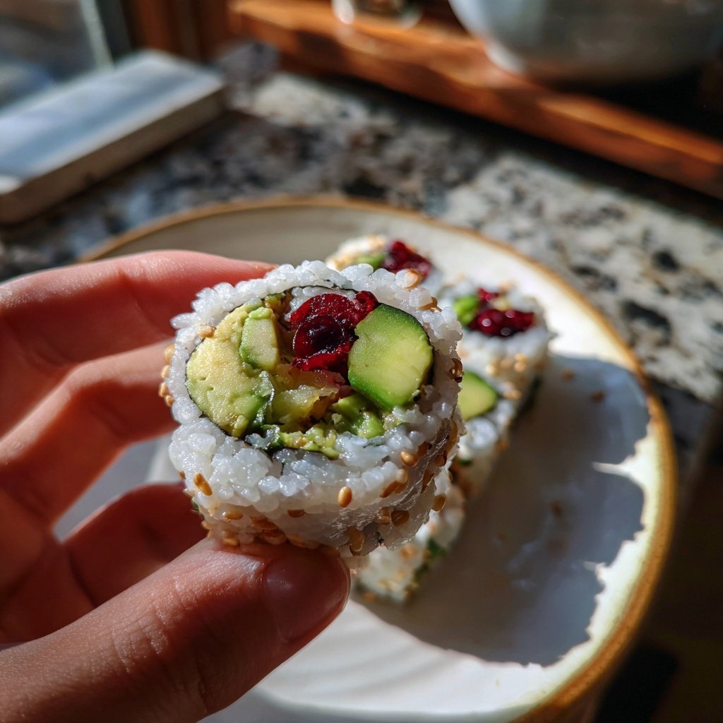Festive Sushi Roll with Cranberry