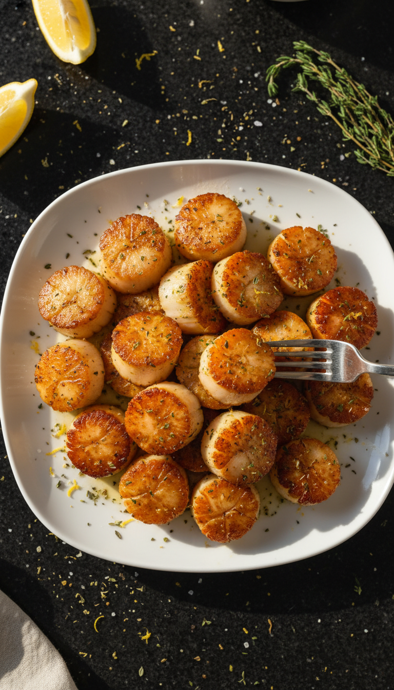 Lemon Herb Pan Seared Scallops