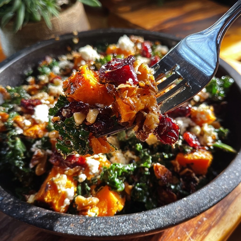 Kale Sweet Potato Salad with Cranberries