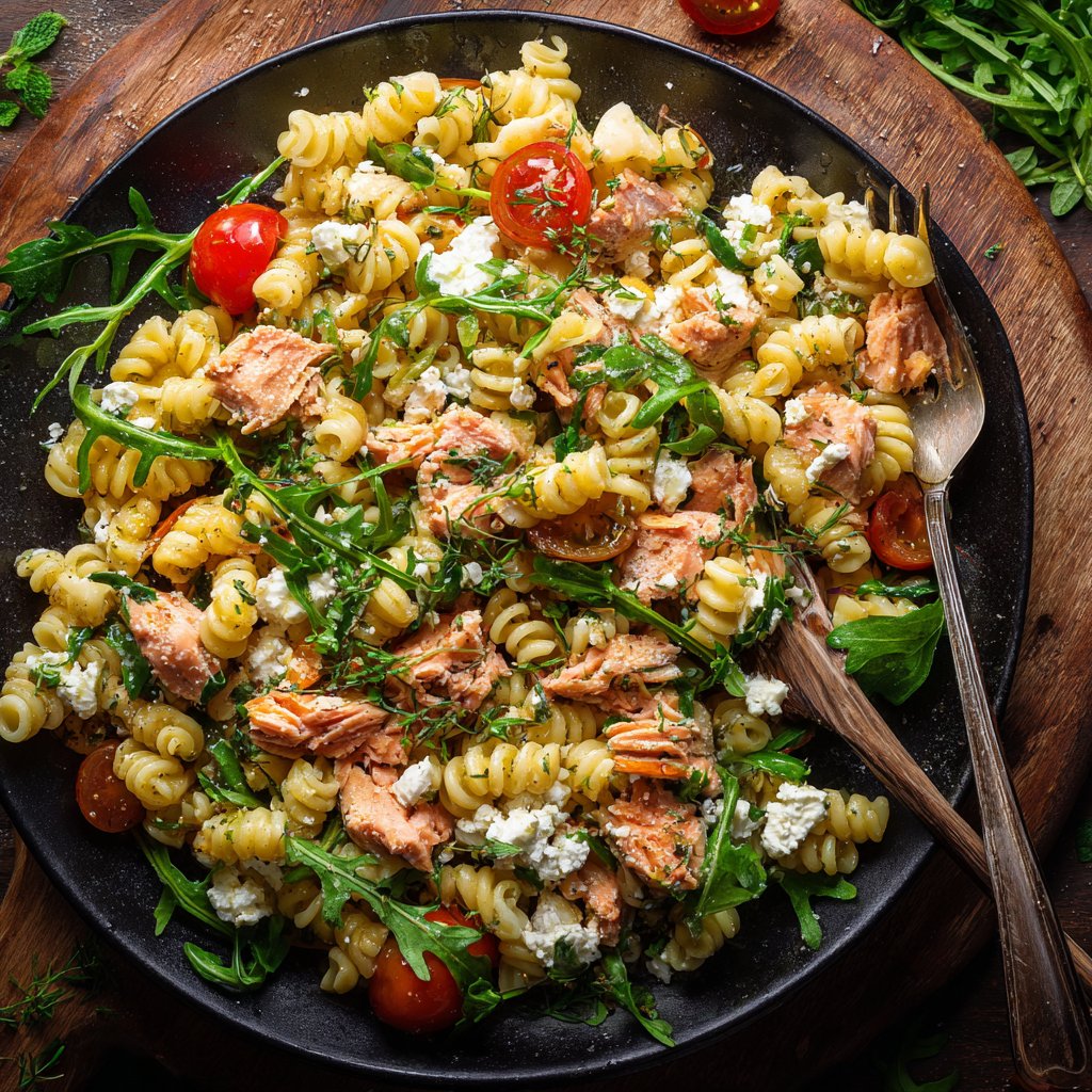 Feta and Salmon Pasta Salad