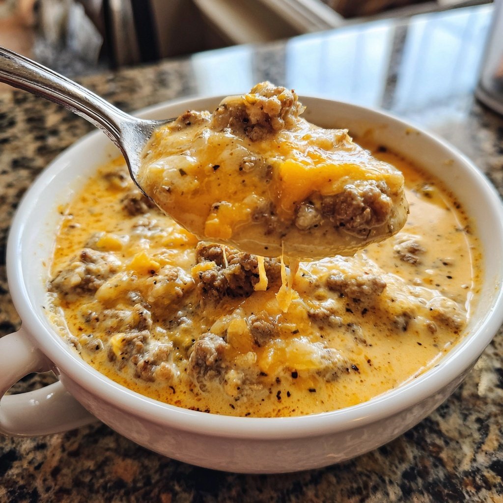 Slow Cooker Cheeseburger Soup Comfort Bowl