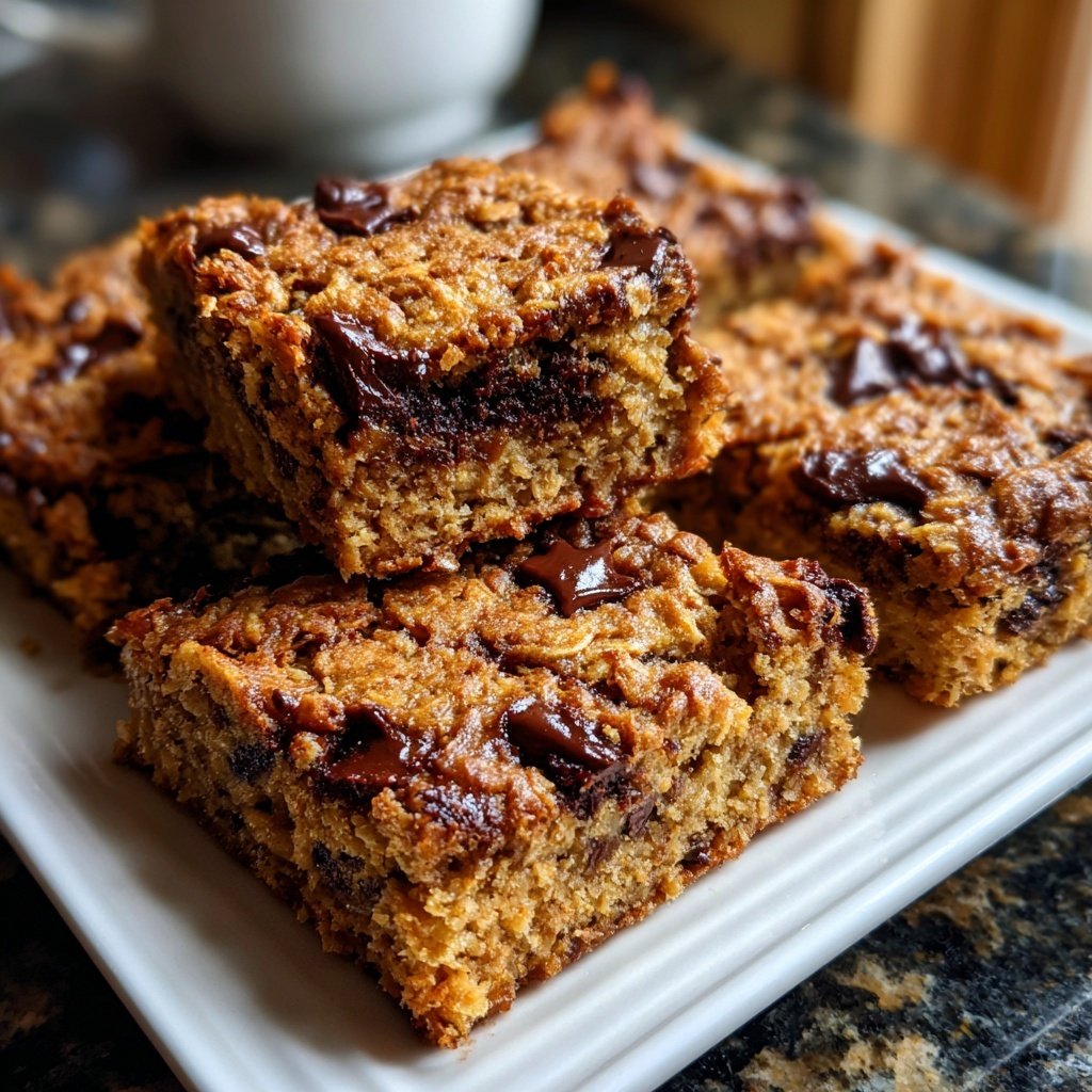 Baked Oatmeal Breakfast Squares with Chocolate Chips​