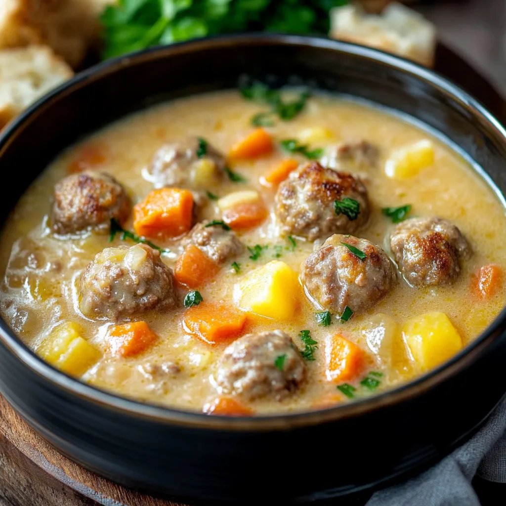 Easy Creamy Meatball Soup with Vegetables