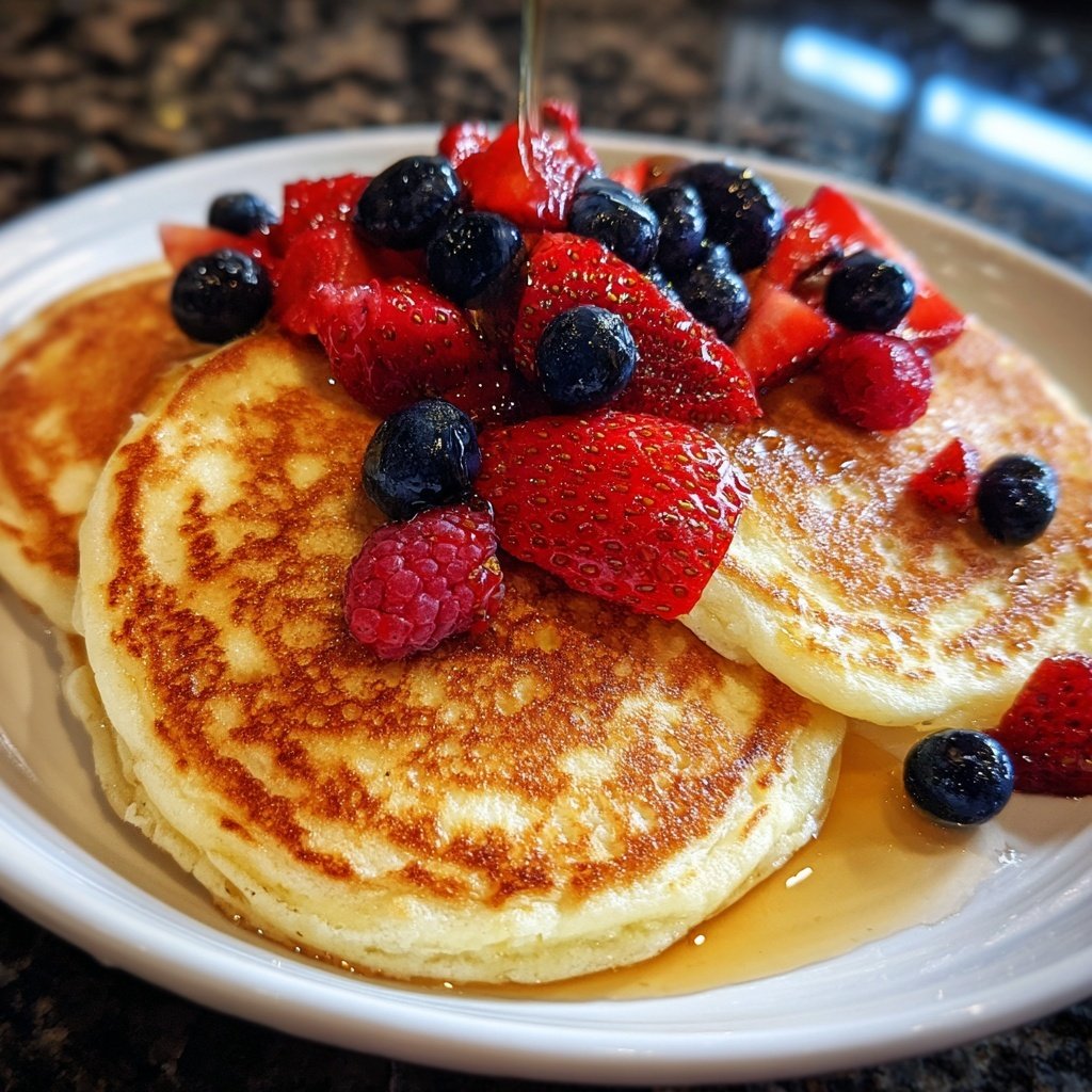 Fluffy Lemon Ricotta Pancakes with Berries​