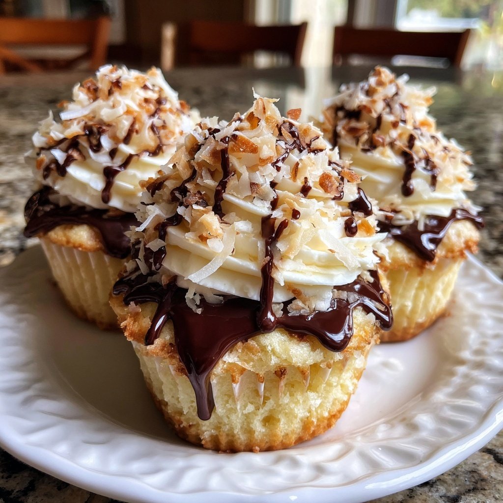 Vanilla Almond Joy Cupcakes